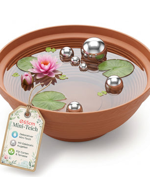 XXL Miniteich Brunnen Set Schale mit Teichkugeln innen und außen Komplettset 65cm Durchmeseser