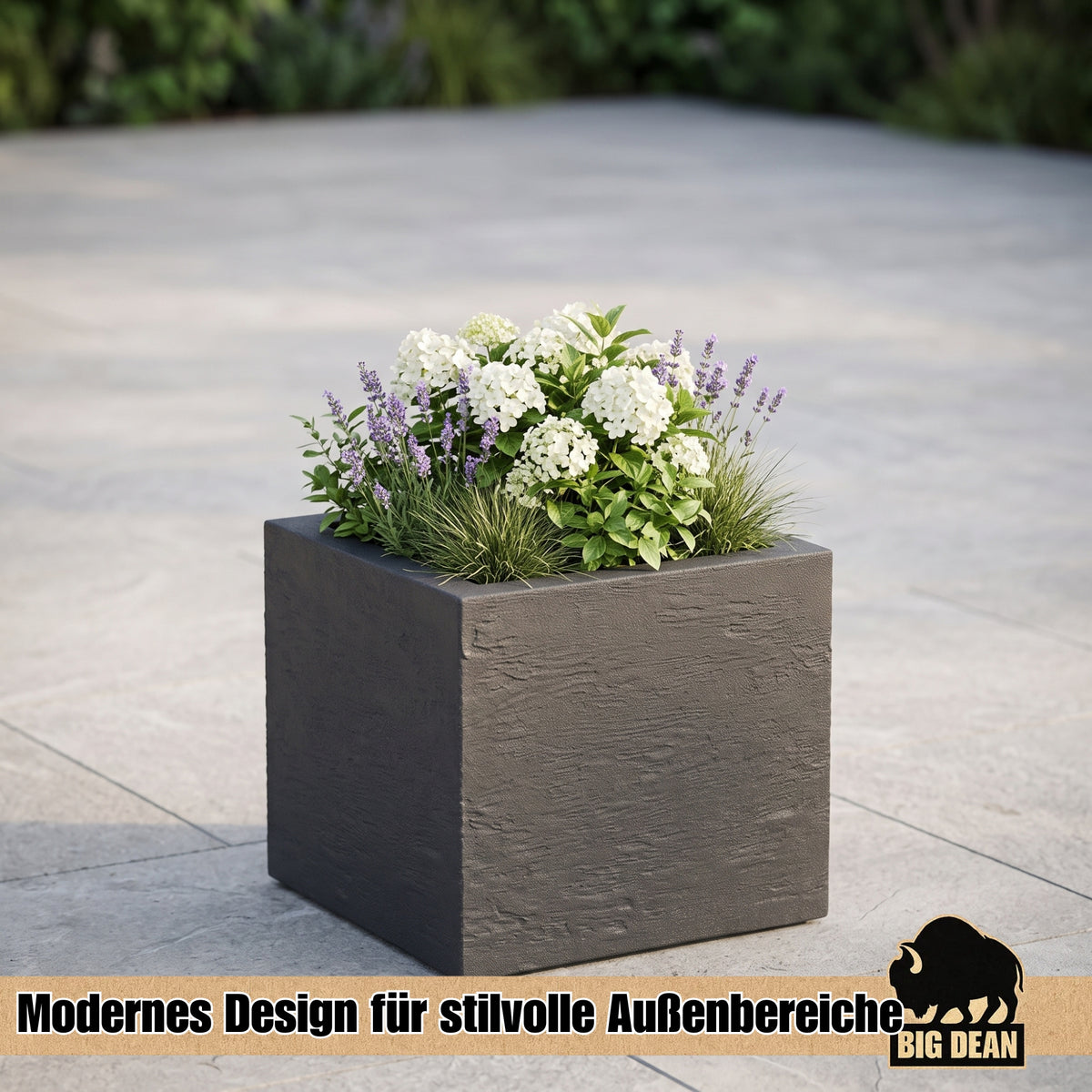 BigDean Blumentopf Gross draussen quadratisch 39x39cm Gross | Made in Europa Design image 3