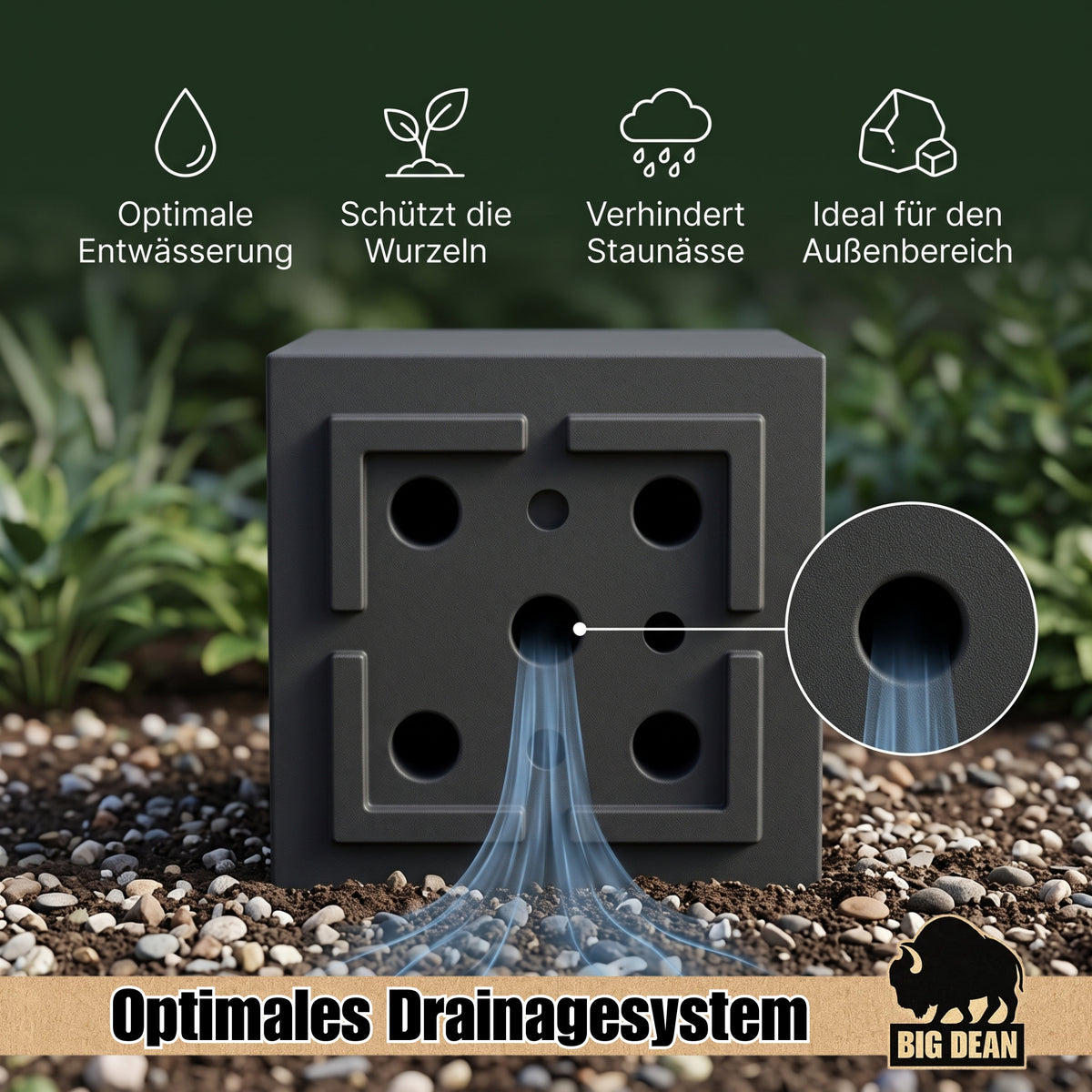 BigDean Blumentopf Gross draussen quadratisch 39x39cm Gross | Made in Europa Design image 4
