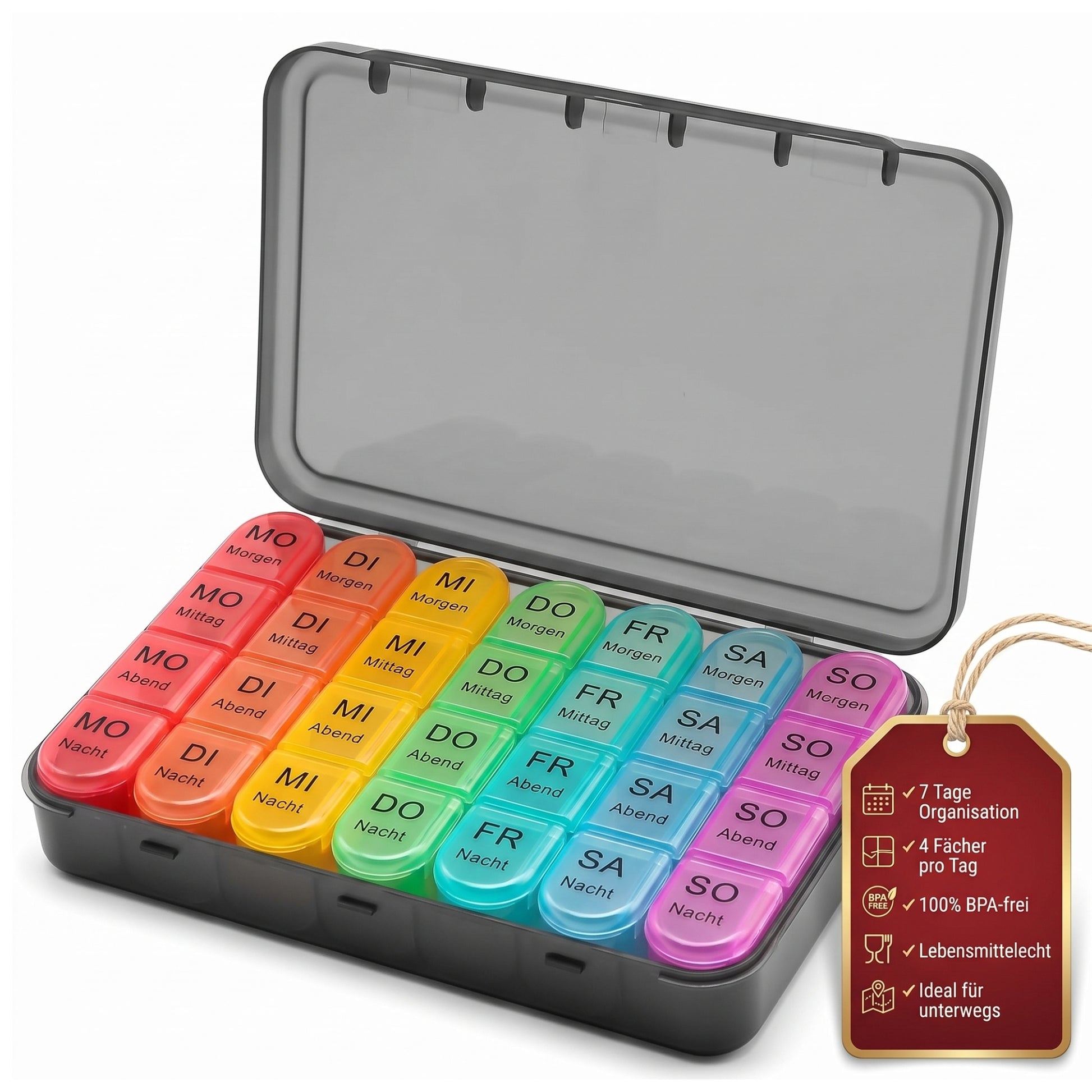 Tablettenbox 7 Tage 4 Fächer pro Tag | Tragbar