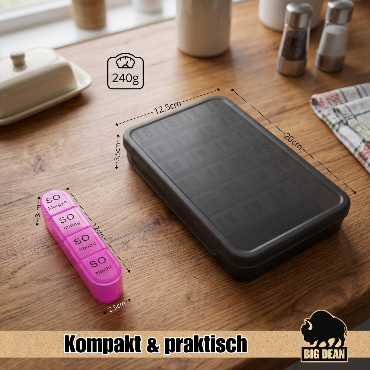 Tablettenbox 7 Tage 4 Fächer pro Tag | Tragbar image 3