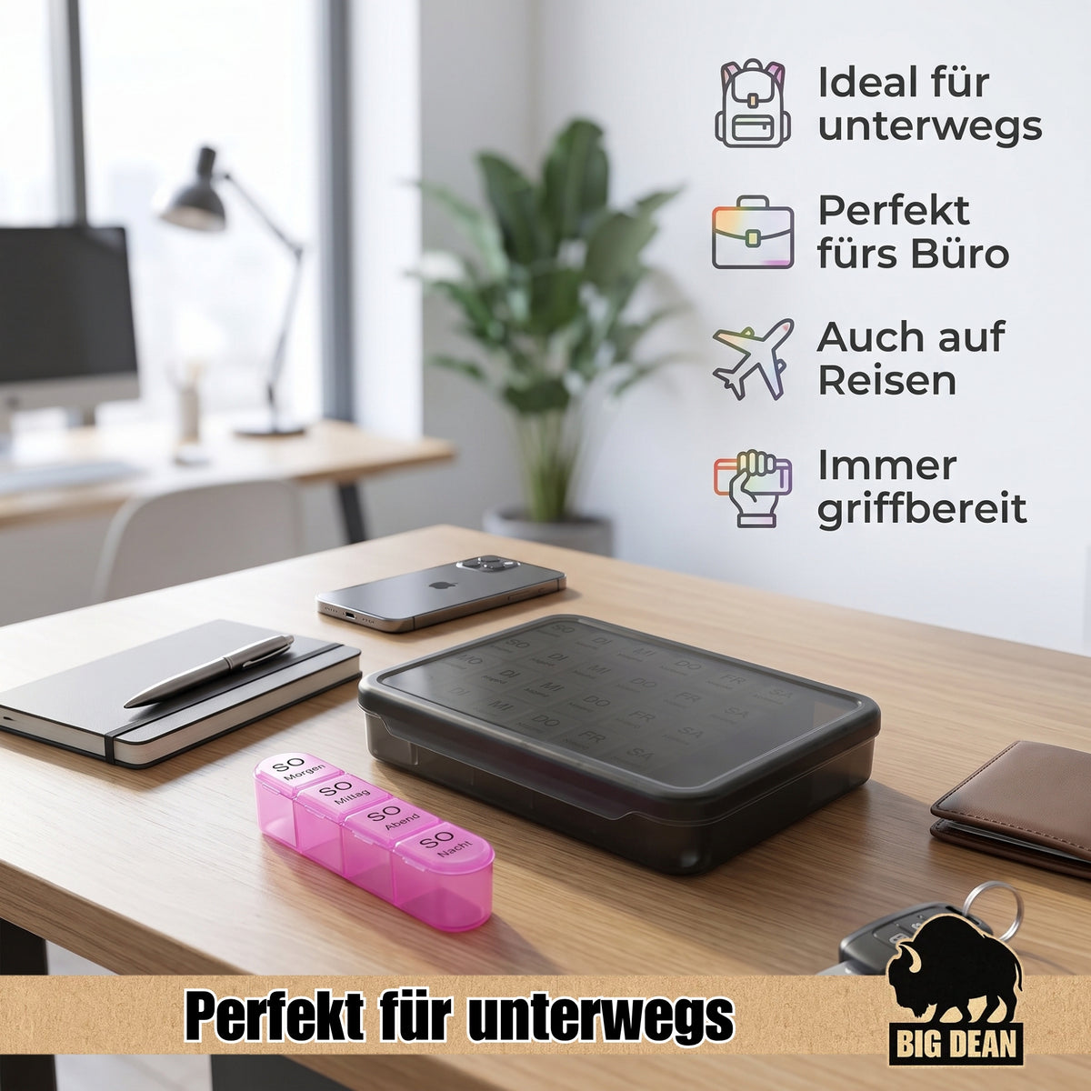 Tablettenbox 7 Tage 4 Fächer pro Tag | Tragbar image 4