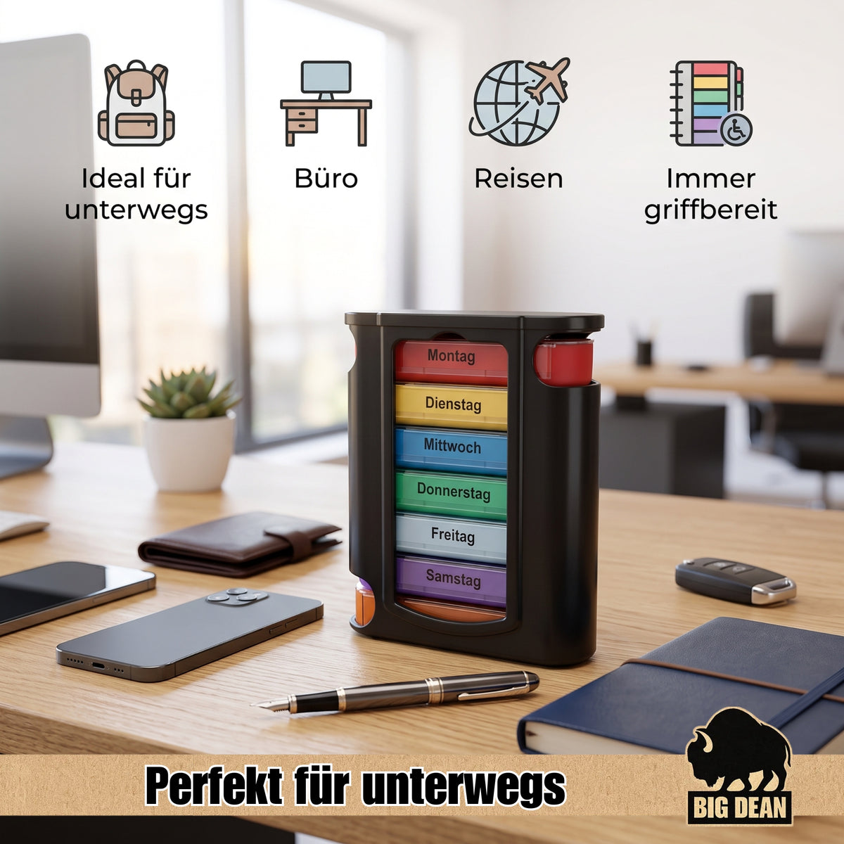 BigDean Tablettenbox 7 tage Pillendose mit 4 Einteilungen sehr flexibel image 4