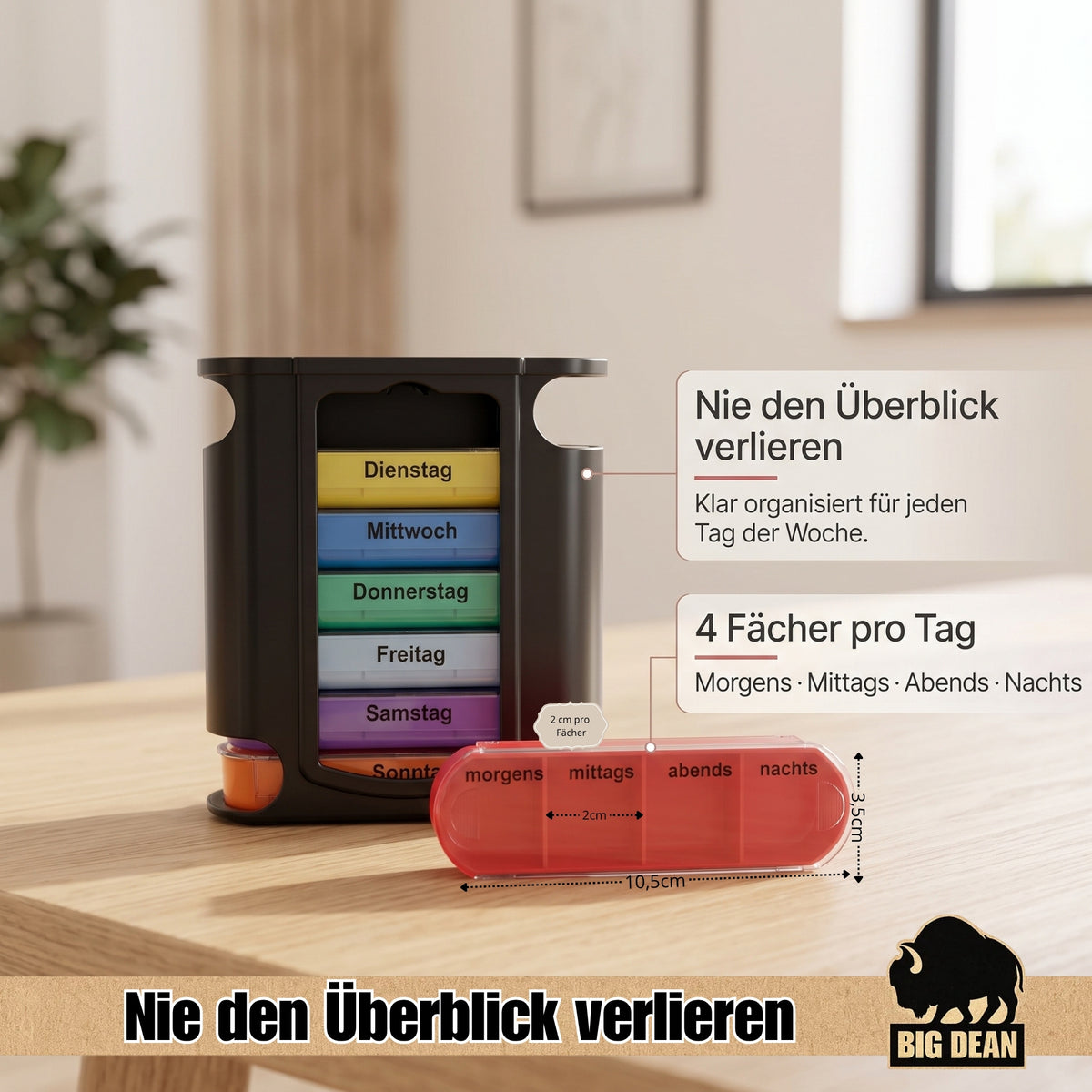 BigDean Tablettenbox 7 tage Pillendose mit 4 Einteilungen sehr flexibel image 5