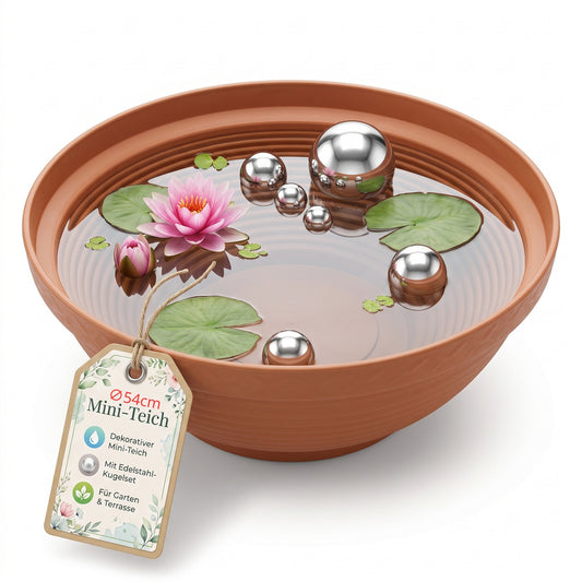 XL Miniteich Brunnen Set Schale mit Teichkugeln Komplettset 54cm Durchmeseser image 1