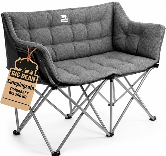 BigDean Campingstuhl faltbar 2 Personen 300kg belastbar weich gepolstert Camping Sofa Campingstuhl Campingsofa image 1