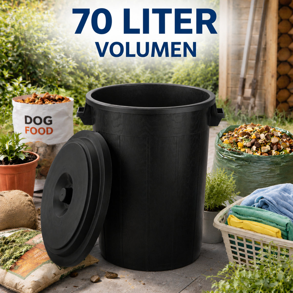 BigDean Universaltonne 50 Liter mit Deckel Allzweck Tonne Schwarz image 2