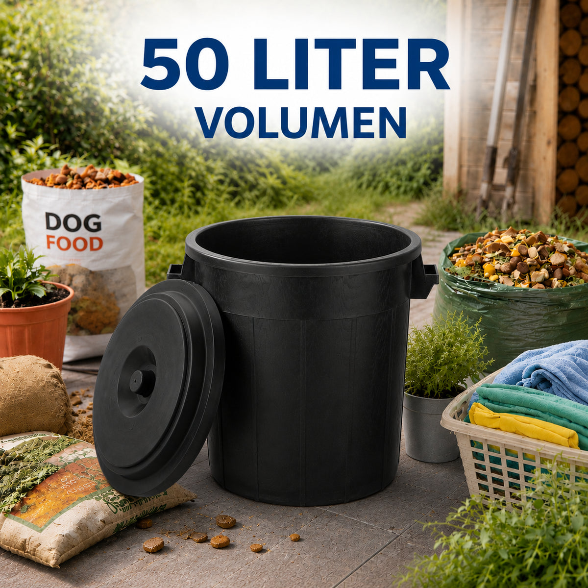 BigDean Universaltonne 50 Liter mit Deckel Allzweck Tonne Schwarz image 2