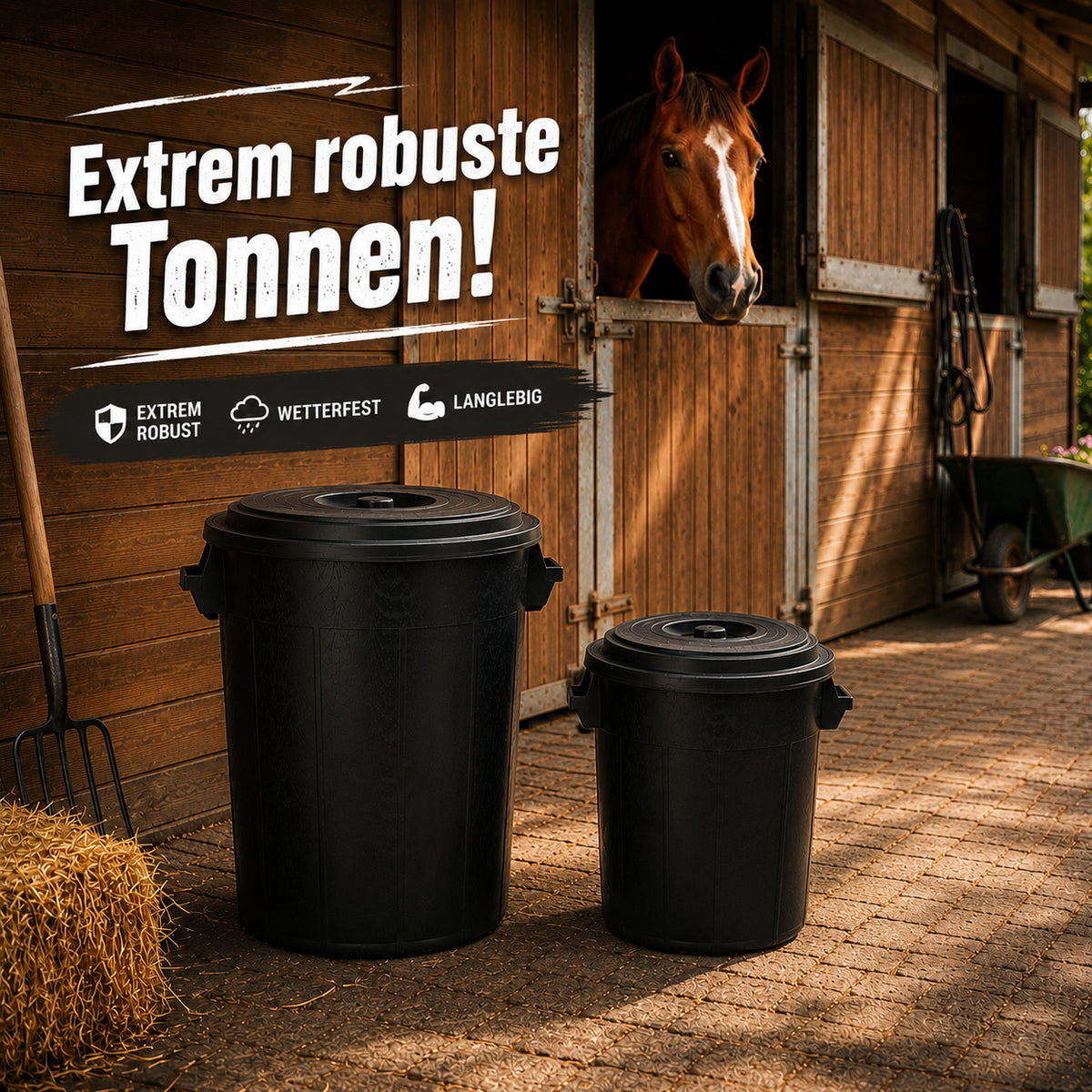 BigDean Universaltonne 100 & 50 Liter mit Deckel Allzweck Tonne schwarz image 2