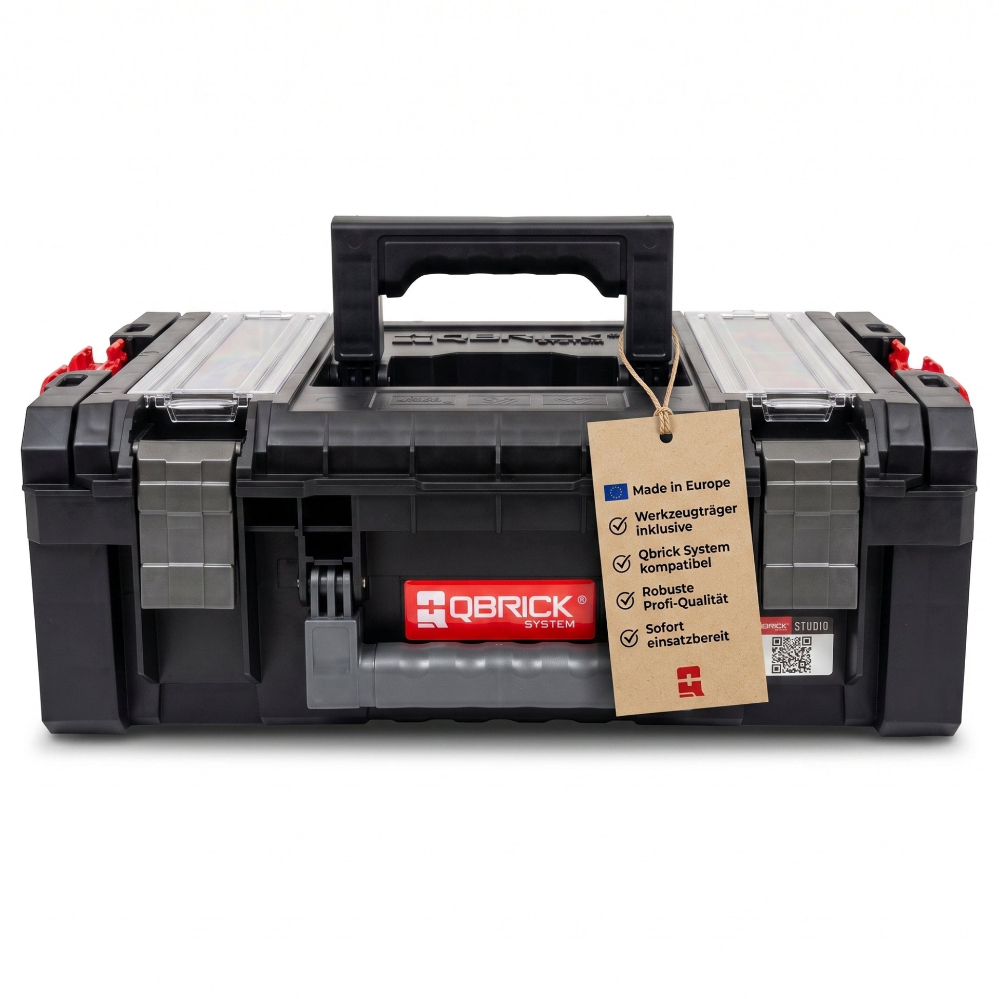 Qbrick System Werkzeugkoffer Werkzeugkasten Leer Werkzeugkiste Transportkoffer Technikerkoffer PRO Technician Case 2.0 Schwarz Rot 450 x 332 x 171 mm