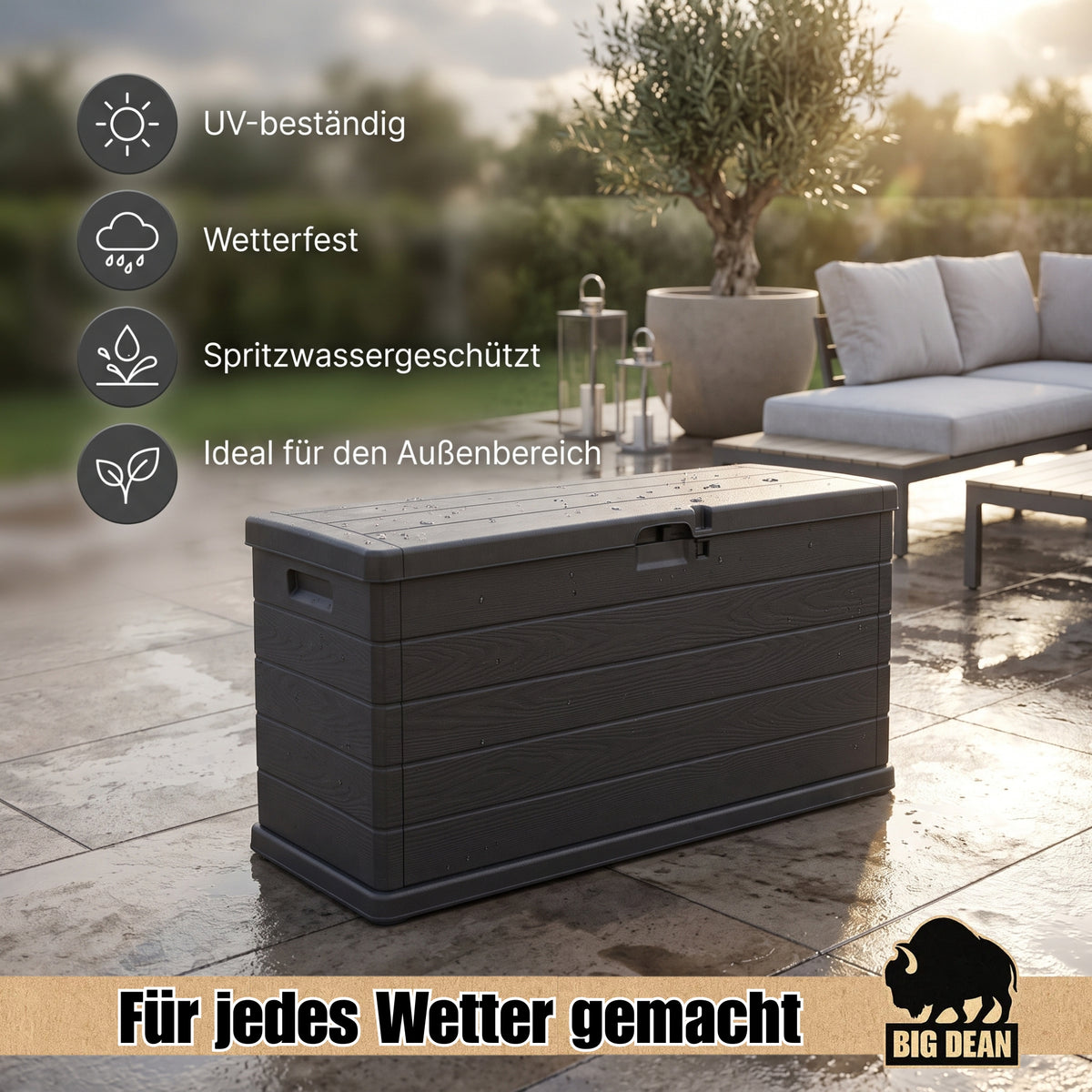 BigDean Kissenbox 210 Liter extra schmal für kleinere Balkone image 5