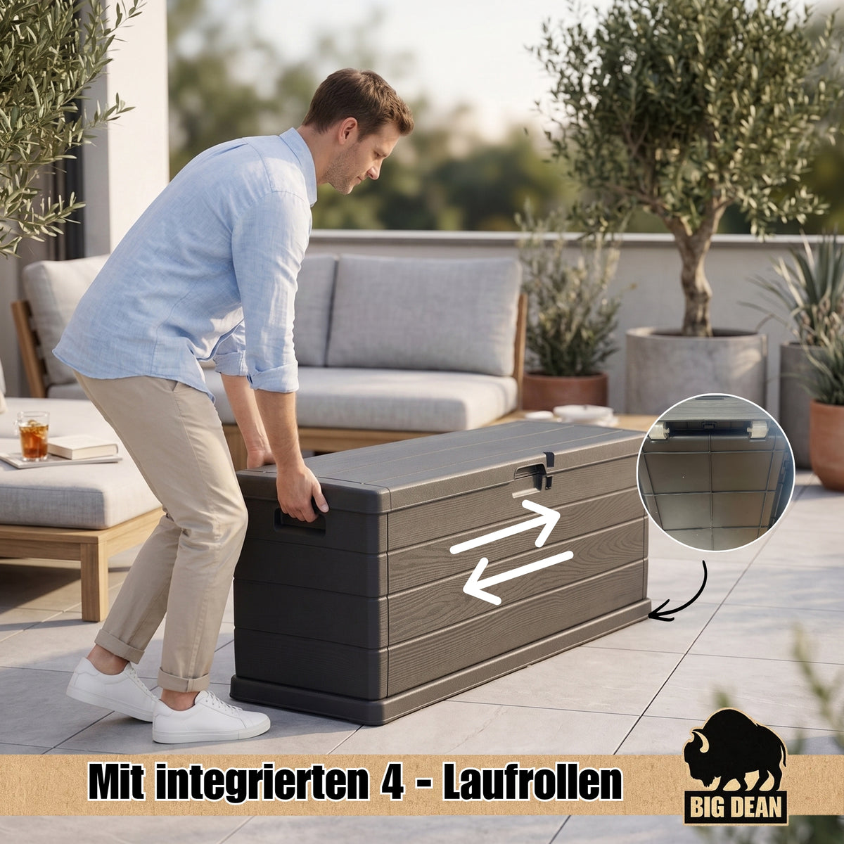 BigDean Kissenbox 210 Liter extra schmal für kleinere Balkone image 6