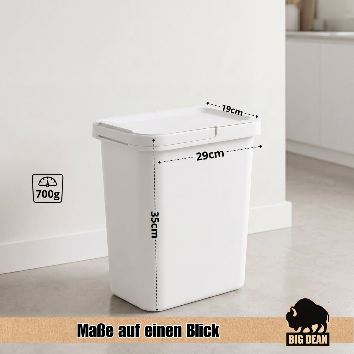 BigDean 2x 12L Mülleimer mit Deckel & Henkel & Mülltütenbefestigung image 3