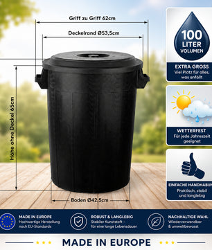 Universaltonne 100 Liter mit Deckel 2 Tragegriffe Kunststoff 4