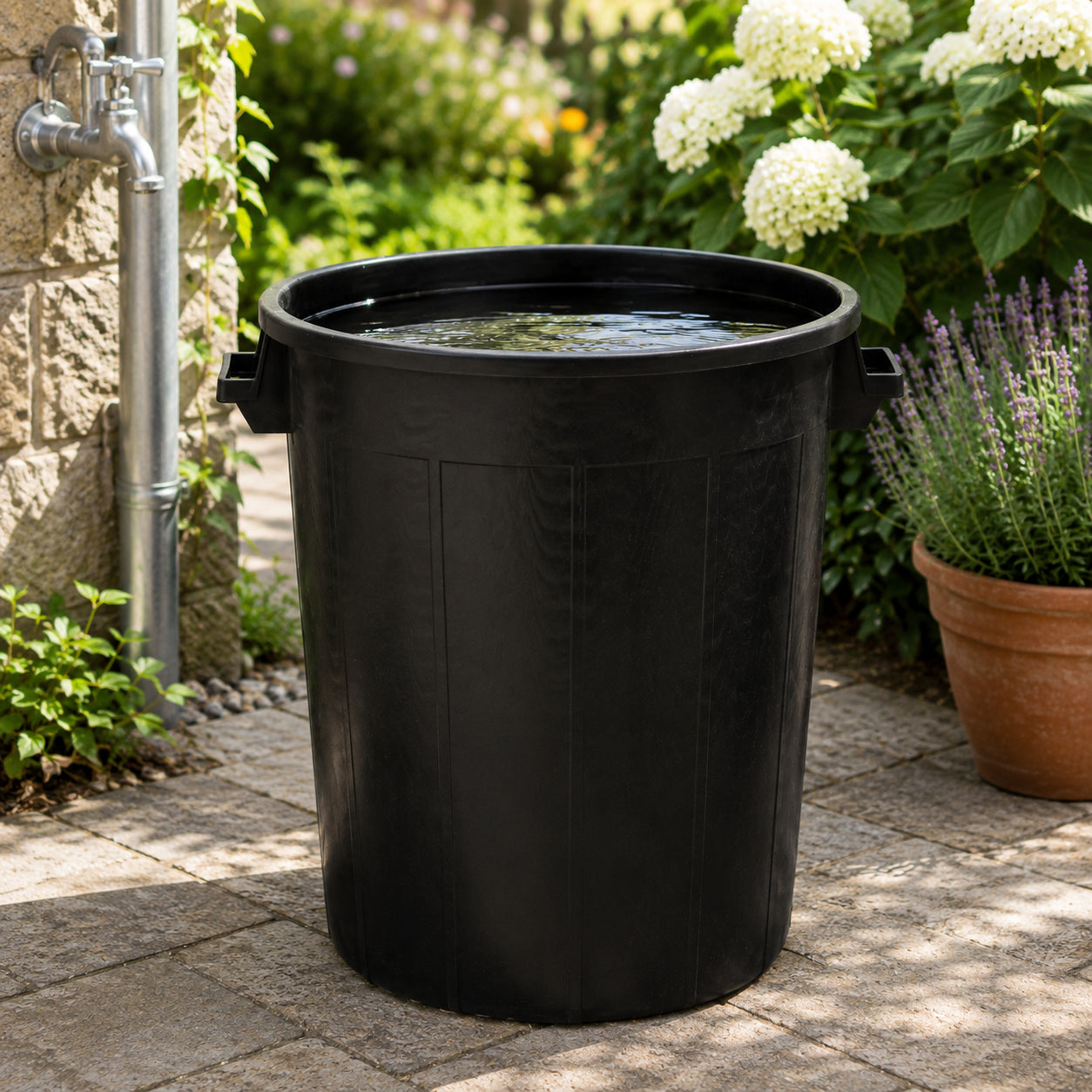 Universaltonne 100 Liter ohne Deckel Allzweck Tonne Schwarz mit 2 Tragegriffen  4