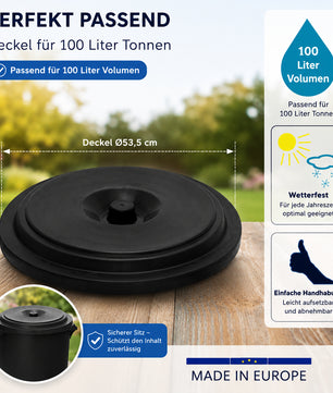 Deckel zur Universaltonne 100 Liter Allzweck Tonne Schwarz 2