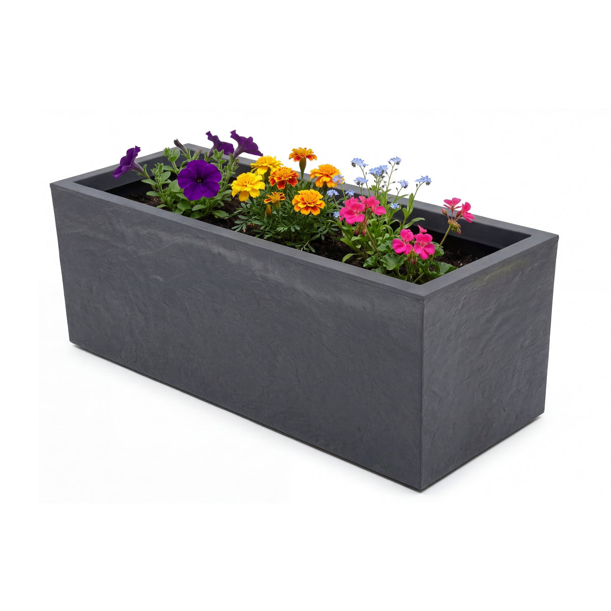 EDA Blumenkasten Volcania Up 57 l Dekor Steinoptik einwandig  Anthrazitgrau image 1