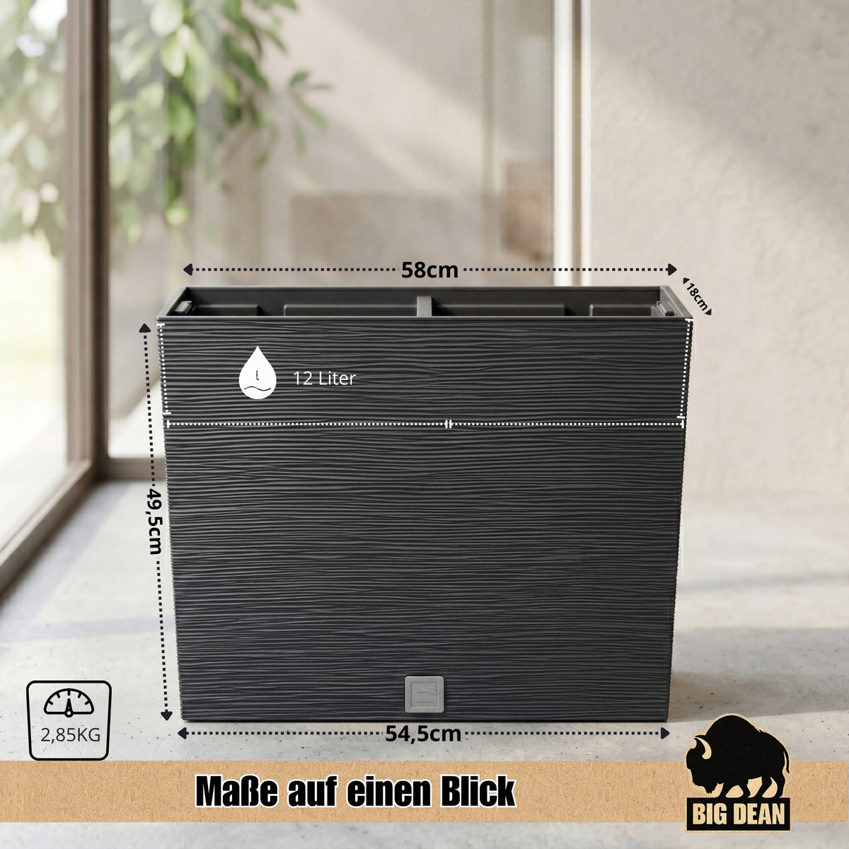 Prosperplast Blumenkasten mit Einsatz aus robustem Kunststoff Anthrazit image 3
