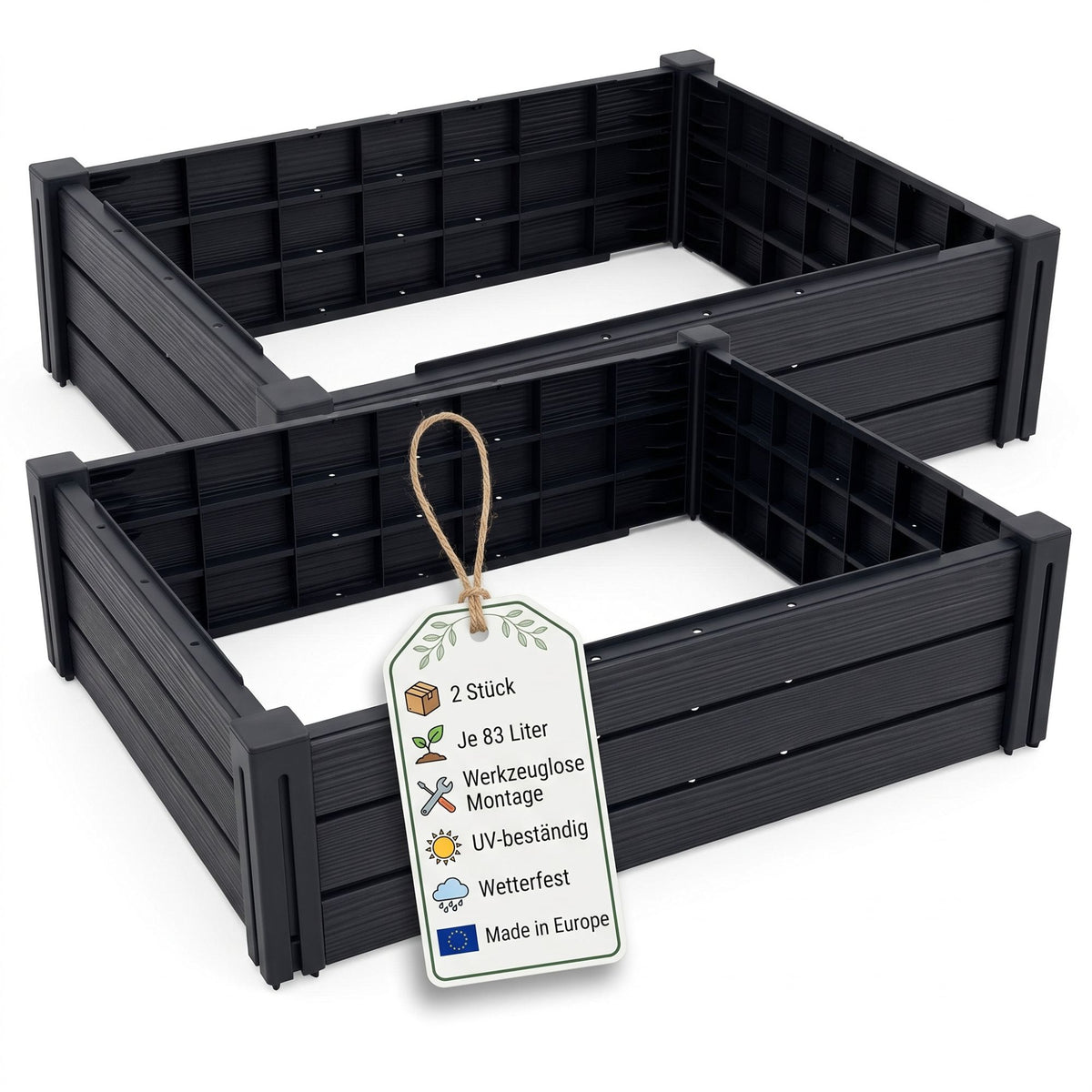 BigDean 2x Hochbeet 75 x 61 x 23 cm 83 Liter modular erweiterbar image 1