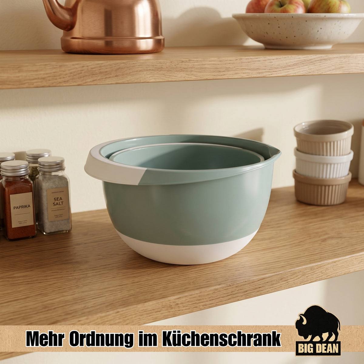 BigDean Rührschüssel Set 3,5 & 2,0 Liter - Schüsseln mit Stoppboden für sicheren Halt - Schüsselset zum Mischen & Verrühren - Schüssel Teigschüssel Kochschüssel image 3