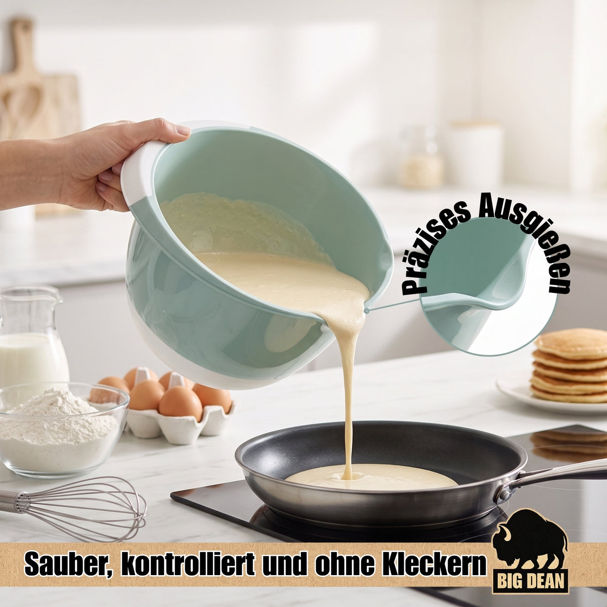 BigDean Rührschüssel Set 3,5 & 2,0 Liter - Schüsseln mit Stoppboden für sicheren Halt - Schüsselset zum Mischen & Verrühren - Schüssel Teigschüssel Kochschüssel image 6