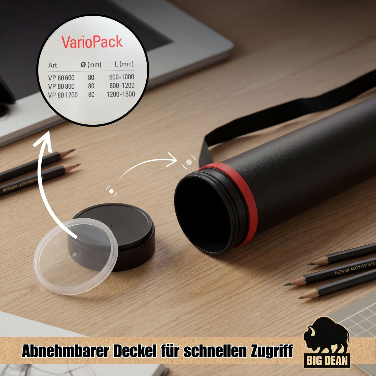 BigDean 2 STÜCK Posterrolle A0 Schwarz 60-100 cm verstellbar image 3