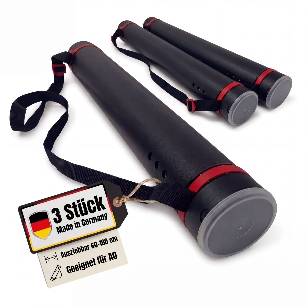 BigDean 3 STÜCK Posterrolle A0 Schwarz 60-100 cm verstellbar image 1