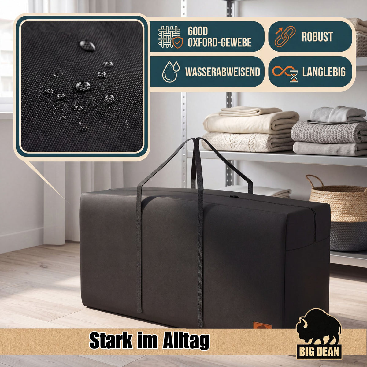2 Stück 190L Extra Große Aufbewahrungstasche Oxford Reisetasche Groß image 4