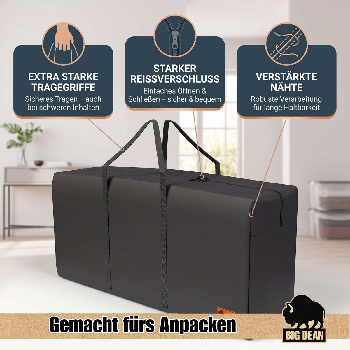 2 Stück 190L Extra Große Aufbewahrungstasche Oxford Reisetasche Groß image 5