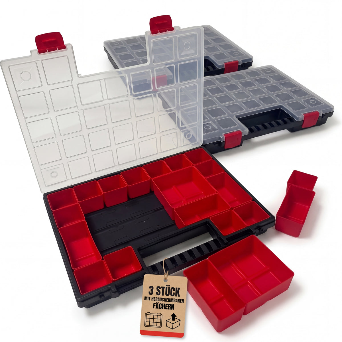 3 Stück Organizer mit 21 herausnehmbaren Fächern 39x 30 x5 cm (L x B x H) image 1