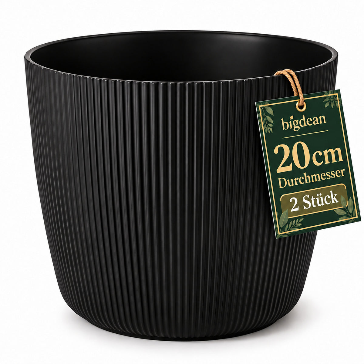 BigDean 2er Set Blumentopf Ø 20 x H 17cm mit Schwarz Übertopf mit Einsatz  image 1