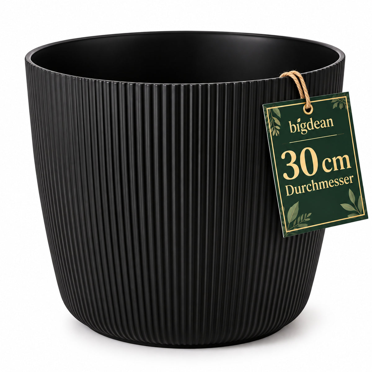 BigDean Blumentopf Ø 30 x H 26cm mit Schwarz Übertopf mit Einsatz image 1