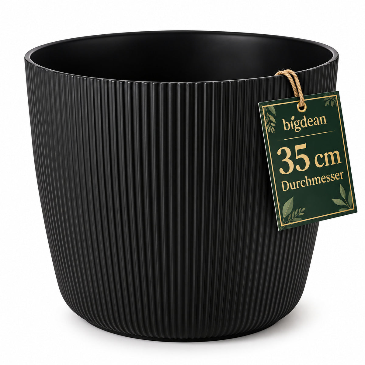 BigDean Blumentopf Ø 35 x H 29,5cm mit Schwarz Übertopf mit Einsatz  image 1