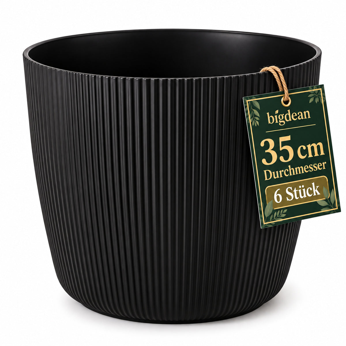 BigDean 6er Set Blumentopf Ø 35 x H 29,5cm mit Schwarz Übertopf mit Einsatz  image 1