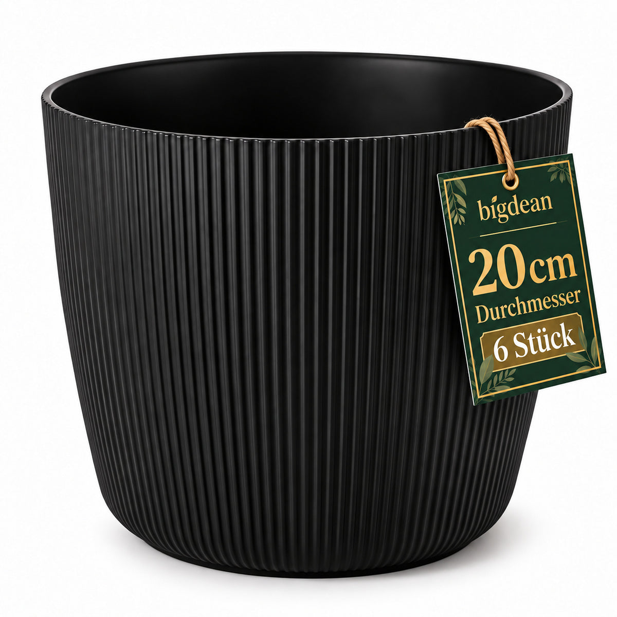 BigDean 6er Set Blumentopf Ø 20 x H 17cm mit Schwarz Übertopf mit Einsatz  image 1
