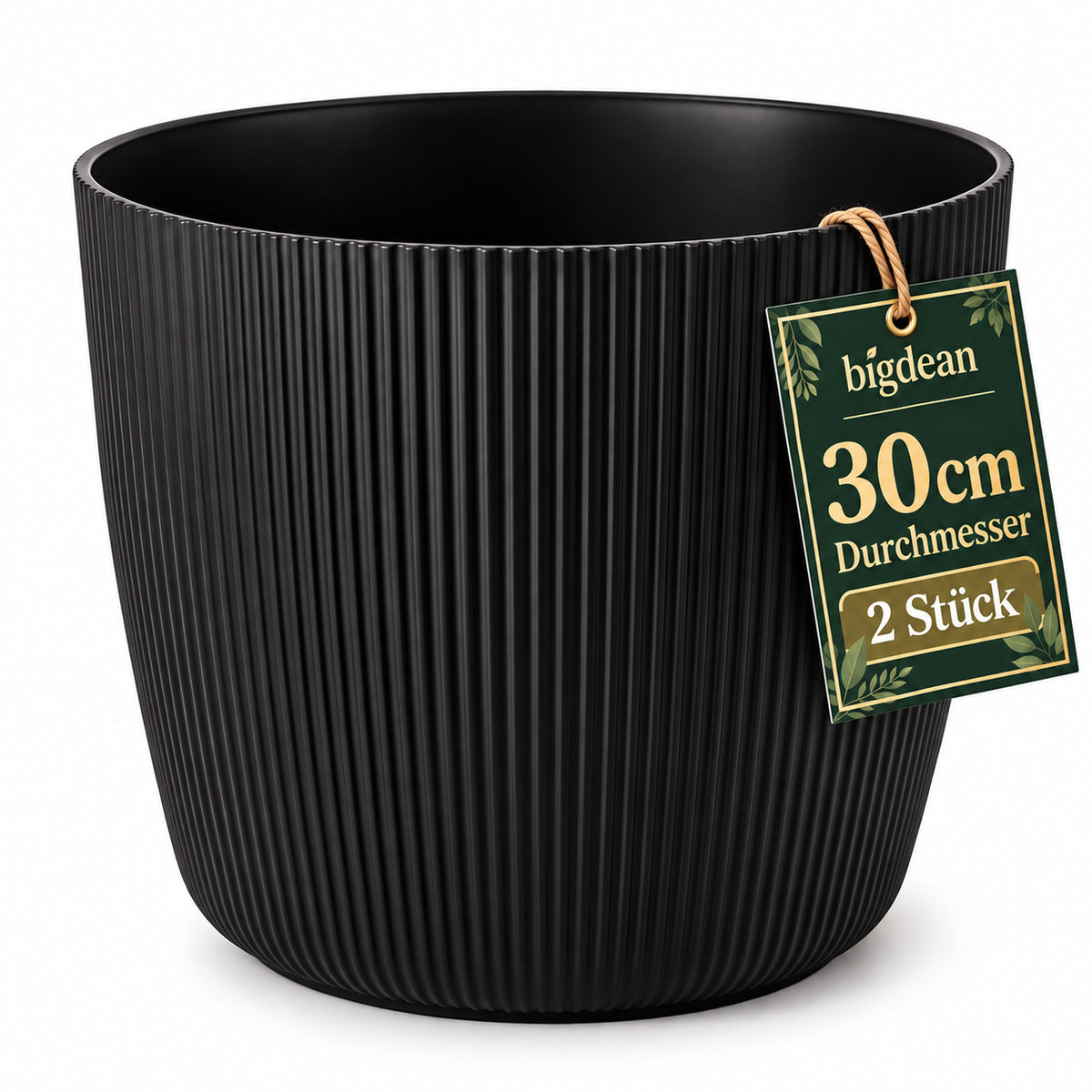 BigDean 2er Set Blumentopf Ø 30 x H 26cm mit Schwarz Übertopf mit Einsatz  image 1