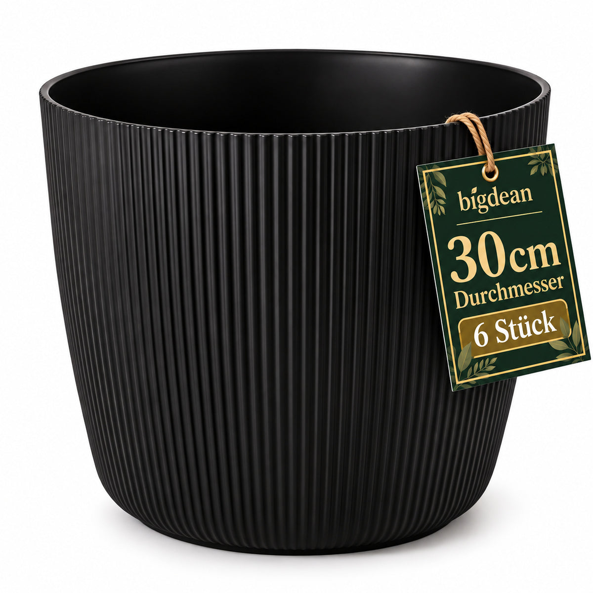 BigDean 6er Set Blumentopf Ø 30 x H 26cm mit Schwarz Übertopf mit Einsatz image 1
