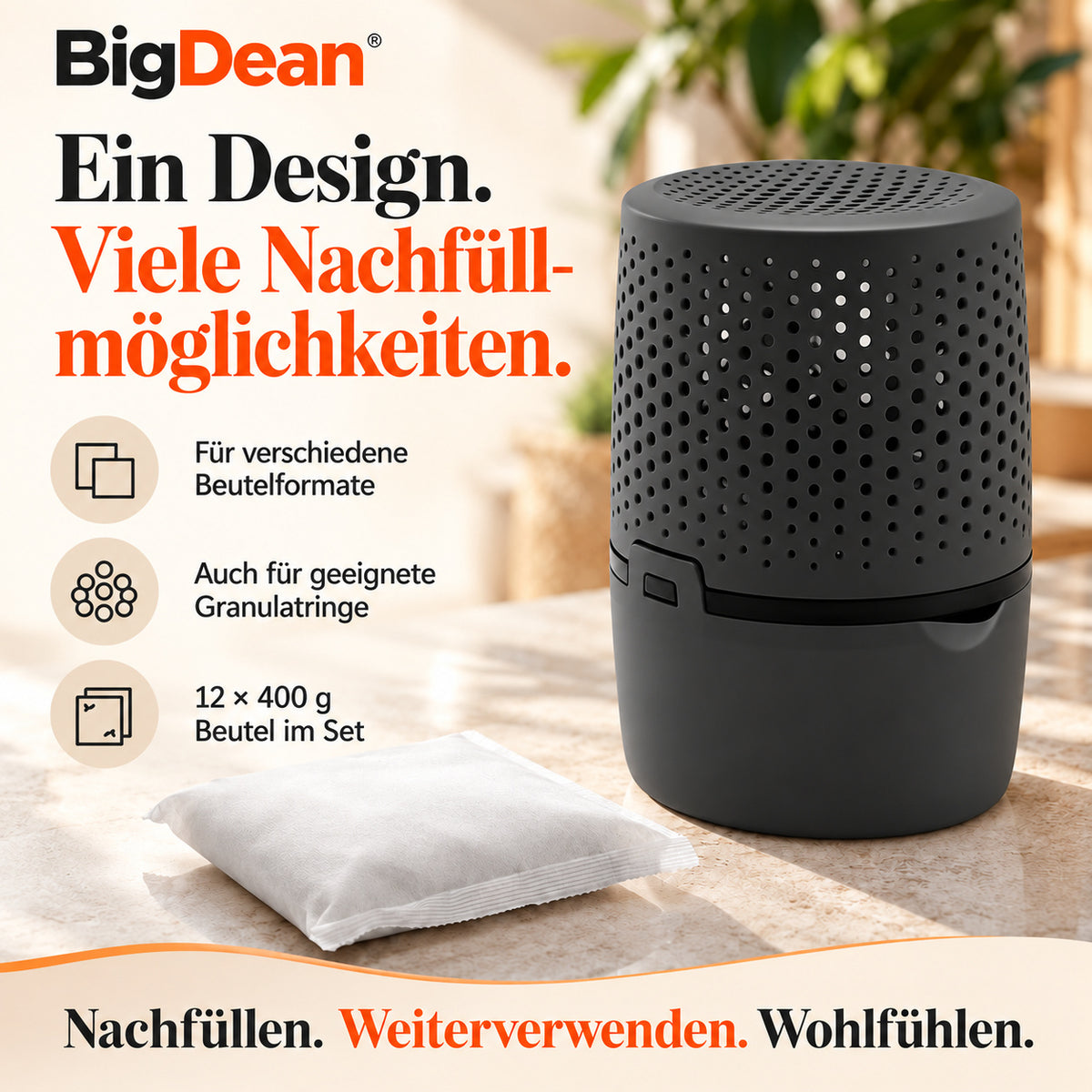 BigDean Luftentfeuchter ohne Strom plus 12 x 400 Gramm Granulat image 4