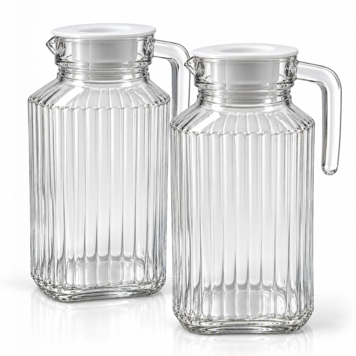 2 Stück Kühlschrankkrug 1,6 Liter Glas Wasserkrug mit Deckel ergonomischer Griff image 2