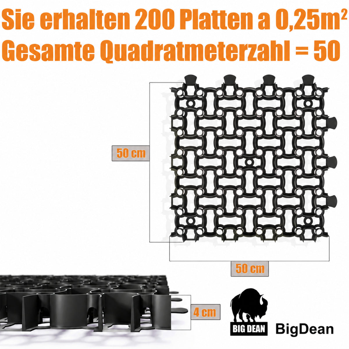 BigDean 200 Rasengitter Kunststoff 50 m² bis 16 t/m² belastbar & befahrbar image 5