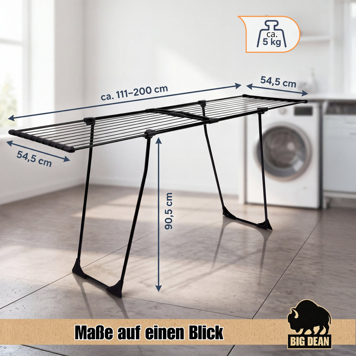 BigDean extra Dicke Stäbe Wäscheständer ausziehbar für leichtes Bügeln 20m  image 4