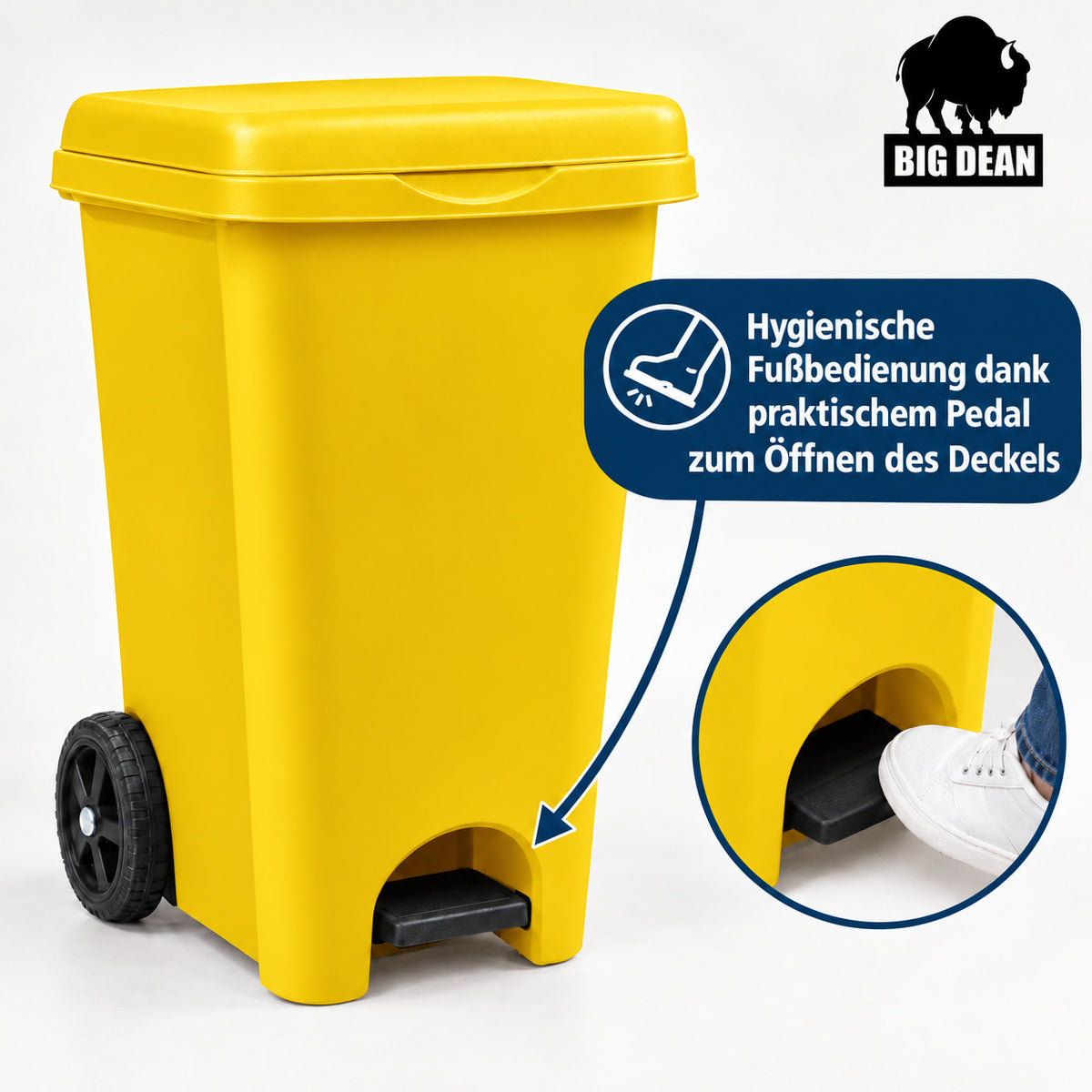 BigDean Mülltonne 80 Liter mit Rädern Beutelhalter und Öffnung per Pedal image 6