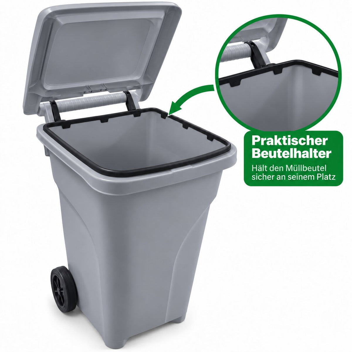 Mülltonne 80 Liter mit Rädern und Beutelhalter image 2
