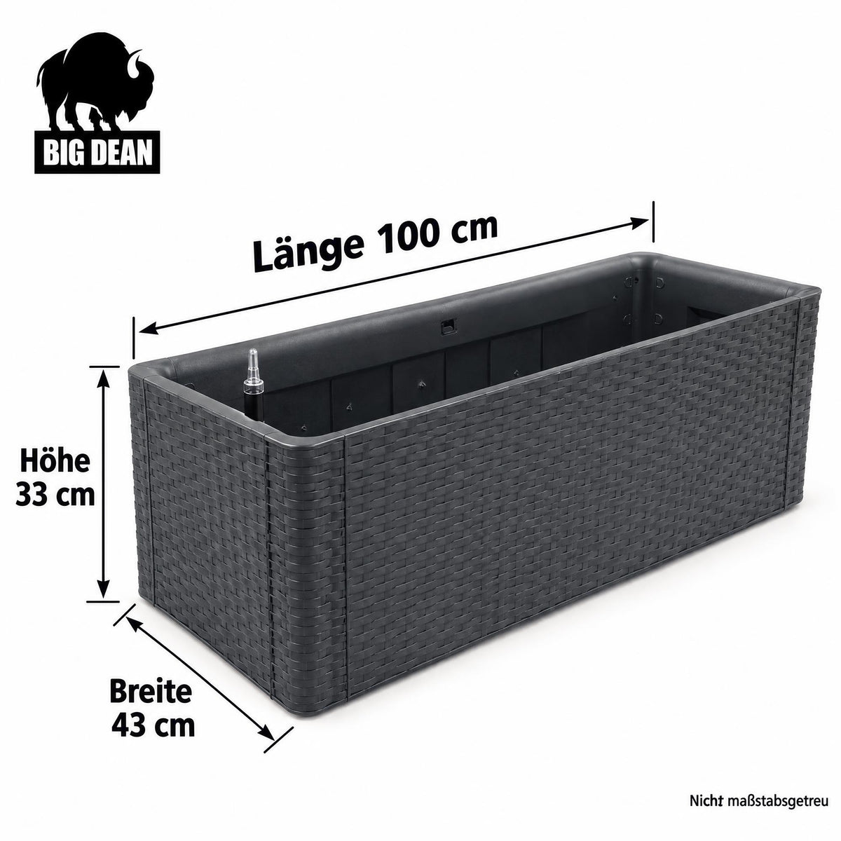 BigDean Blumenkasten 100cm lang Rattanlook inl. Bewässerungsanzeiger image 2