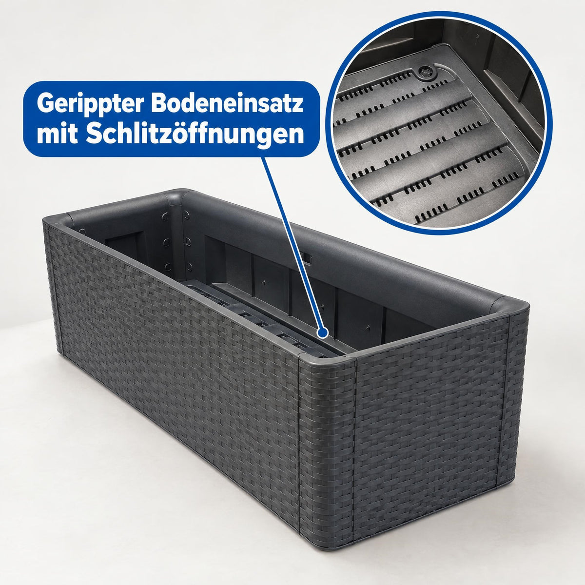BigDean Blumenkasten 100cm lang Rattanlook inl. Bewässerungsanzeiger image 4