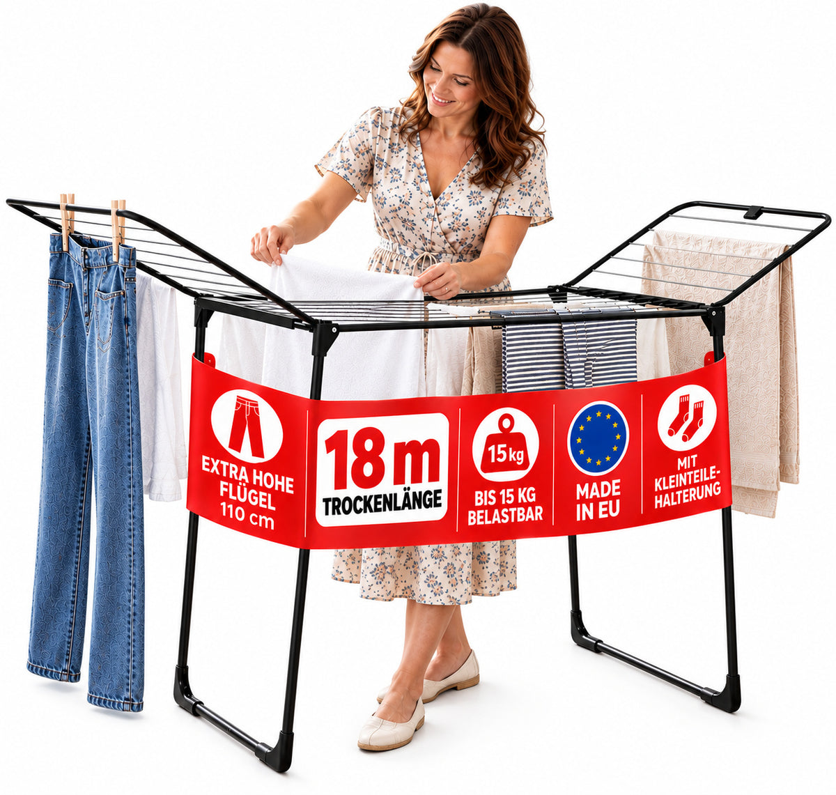  BigDean Wäscheständer 18m Trockenlänge Made in EU Flügelwäscheständer  image 1